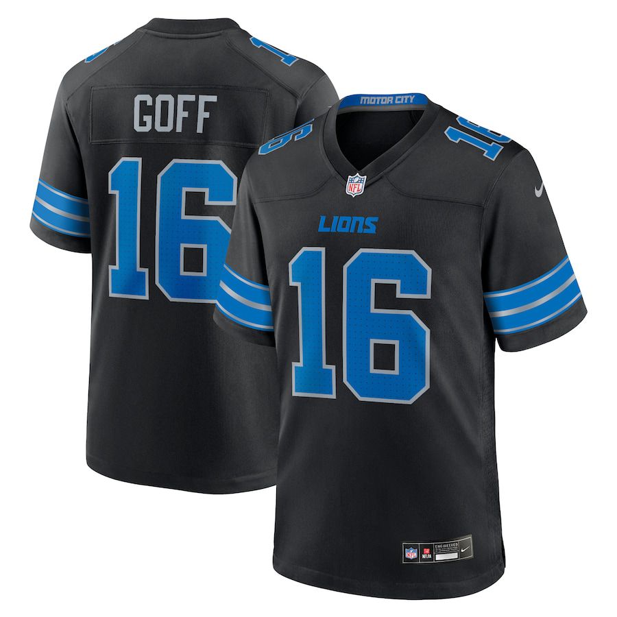 Men Detroit Lions #16 Jared Goff Nike Black 2nd Alternate Game NFL Jersey->->NFL Jersey